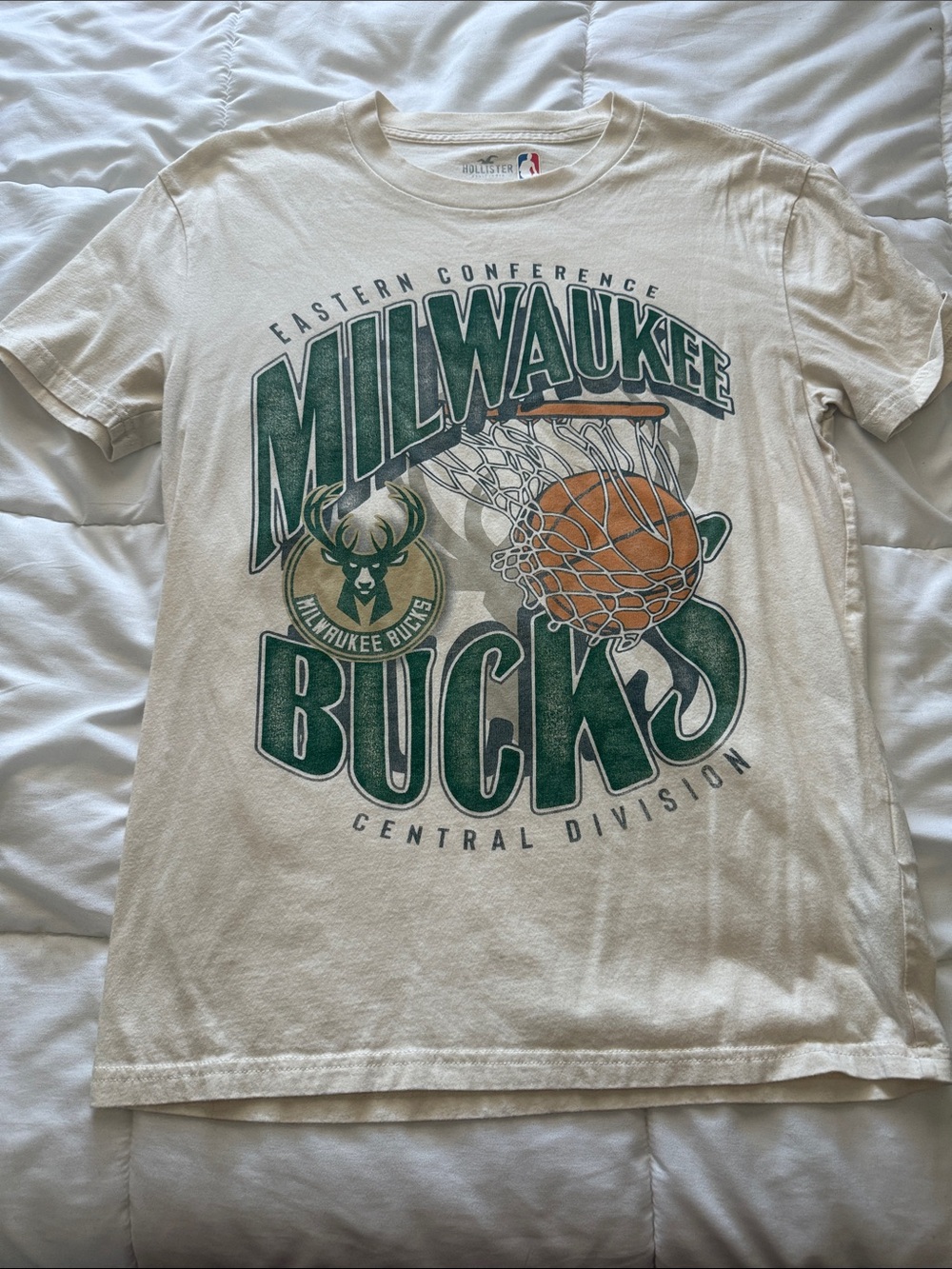Milwaukee Bucks Graphic Tee - White with Green & Orange